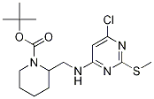 2-[(6-Chloro-2-methylsulfanyl-pyrimidin-4-ylamino)-methyl]-piperidine-1-carboxylic acid tert-butyl ester Structure