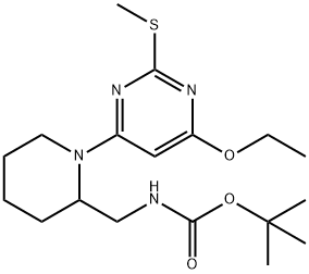 [1-(6-Ethoxy-2-Methylsulfanyl-pyriMidin-4-yl)-piperidin-2-ylMethyl]-carbaMic acid tert-butyl ester Structure