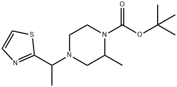 2-Methyl-4-(1-thiazol-2-yl-ethyl)-piperazine-1-carboxylic acid tert-butyl ester 구조식 이미지