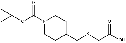 4-CarboxyMethylsulfanylMethyl-piperidine-1-carboxylic acid tert-butyl ester Structure