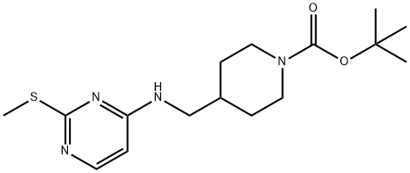 4-[(2-Methylsulfanyl-pyrimidin-4-ylamino)-methyl]-piperidine-1-carboxylic acid tert-butyl ester 구조식 이미지