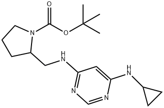 2-[(6-시클로프로필아미노-피리미딘-4-일라미노)-메틸]-피롤리딘-1-카르복실산tert-부틸에스테르 구조식 이미지