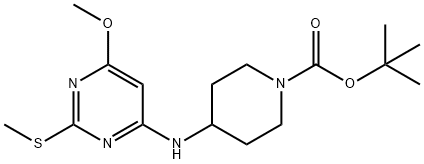 4-(6-Methoxy-2-Methylsulfanyl-pyriMidin-4-ylaMino)-piperidine-1-carboxylic acid tert-butyl ester 구조식 이미지