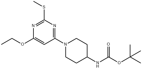 [1-(6-Ethoxy-2-Methylsulfanyl-pyriMidin-4-yl)-piperidin-4-yl]-carbaMic acid tert-butyl ester Structure