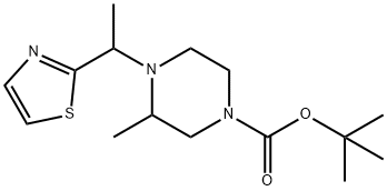 3-Methyl-4-(1-thiazol-2-yl-ethyl)-piperazine-1-carboxylic acid tert-butyl ester Structure