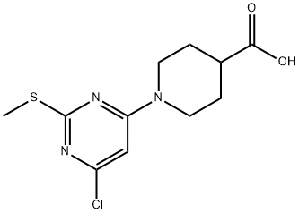 1-(6-Chloro-2-methylsulfanyl-pyrimidin-4-yl)-piperidine-4-carboxylic acid Structure