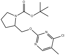 2-(4-클로로-5-메틸-피리미딘-2-일옥시메틸)-피롤리딘-1-카르복실산tert-부틸에스테르 구조식 이미지