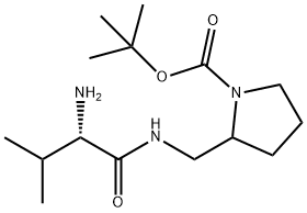 2-[((S)-2-AMino-3-Methyl-butyrylaMino)-Methyl]-pyrrolidine-1-carboxylic acid tert-butyl ester 구조식 이미지