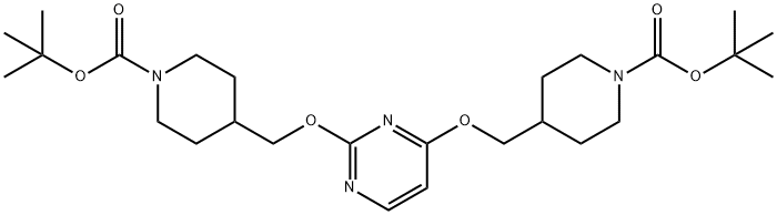 tert-butyl-4-((2-((1-(tert-butoxycarbonyl)piperidin-4-yl)methoxy)pyrimidin-4-yloxy)methyl)piperidine-1-carboxylate 구조식 이미지