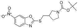 3-(6-Nitro-benzooxazol-2-ylsulfanyl
Methyl)-pyrrolidine-1-carboxylic ac
id tert-butyl ester Structure