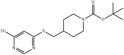 4-(6-클로로-피리미딘-4-일설파닐M에틸)-피페리딘-1-카르복실산tert-부틸에스테르 구조식 이미지
