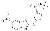 (S)-3-(6-Nitro-benzothiazol-2-ylsul
fanyl)-pyrrolidine-1-carboxylic aci
d tert-butyl ester Structure