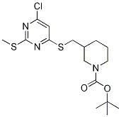 3-(6-Chloro-2-Methylsulfanyl-pyriMi
din-4-ylsulfanylMethyl)-piperidine-
1-carboxylic acid tert-butyl ester Structure