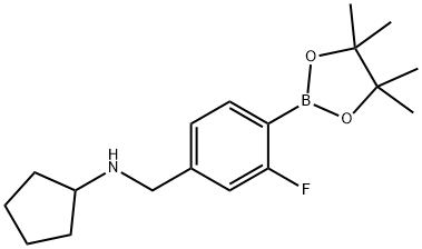 N-(3-Fluoro-4-(4,4,5,5-tetramethyl-1,3,2-dioxaborolan-2-yl)benzyl)cyclopentanamine 구조식 이미지