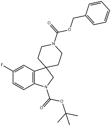 1'-benzyl 1-tert-butyl 5-fluorospiro[indoline-3,4'-piperidine]-1,1'-dicarboxylate Structure