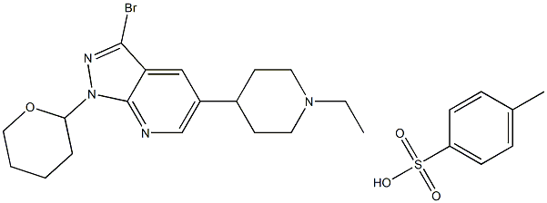 3-broMo-5-(1-ethylpiperidin-4-yl)-1-(tetrahydro-2H-pyran-2-yl)-1H-pyrazolo[3,4-b]pyridine 4-Methylbenzenesulfonate 구조식 이미지