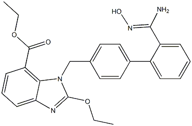 (Z)-ethyl 2-ethoxy-1-((2'-(N'-hydroxycarbaMiMidoyl)biphenyl-4-yl)Methyl)-1H-benzo[d]iMidazole-7-carboxylate 구조식 이미지