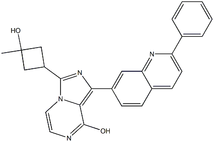 3-((1s,3s)-3-hydroxy-3-Methylcyclobutyl)-1-(2-phenylquinolin-7-yl)iMidazo[1,5-a]pyrazin-8-ol 구조식 이미지