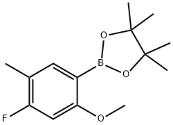 2-(4-Fluoro-2-methoxy-5-methylphenyl)-4,4,5,5-tetramethyl-1,3,2-dioxaborolane 구조식 이미지