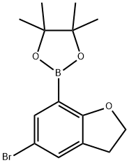 2-(5-Bromo-2,3-dihydrobenzofuran-7-yl)-4,4,5,5-tetramethyl-1,3,2-dioxaborolane 구조식 이미지