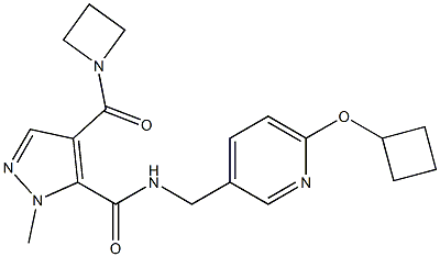 4-(azetidine-1-carbonyl)-N-((6-cyclobutoxypyridin-3-yl)Methyl)-1-Methyl-1H-pyrazole-5-carboxaMide 구조식 이미지