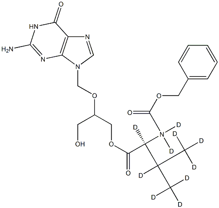 N-[(PhenylMethoxy)carbonyl]-L-valine-d5 2-[(2-AMino-1,6-dihydro-6-oxo-9H-purin-9-yl)Methoxy]-3-hydroxypropyl Ester-d5 구조식 이미지