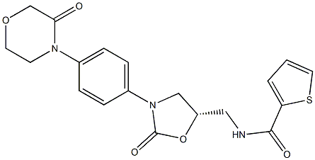 (S)-N-((2-oxo-3-(4-(3-oxoMorpholino)phenyl)oxazolidin-5-yl)Methyl)thiophene-2-carboxaMide 구조식 이미지
