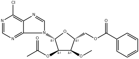 9-(2'-O-Acetyl-5'-O-benzoyl-3'-O-Methyl-beta-D-ribofuranosyl)-6-chloropurine 구조식 이미지