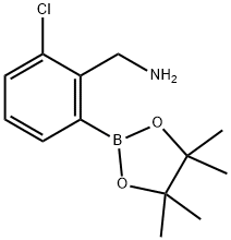 [2-Chloro-6-(tetramethyl-1,3,2-dioxaborolan-2-yl)phenyl]methanamine 구조식 이미지