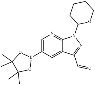 1-(tetrahydro-2H-pyran-2-yl)-5-(4,4,5,5-tetraMethyl-1,3,2-dioxaborolan-2-yl)-1H-pyrazolo[3,4-b]pyridine-3-carbaldehyde Structure