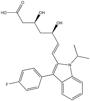 Fluvastatin for System Suitability (25 mg) (Fluvastatin sodium and fluvastatin sodium anti-isomer ([R*,R*-E]-(+/-)-7-[3-(4-Fluorophenyl)-1-(methylethyl)-1H-indol-2-yl]-3,5-dihydroxy-6-heptenoic acid monosodium salt)) 구조식 이미지