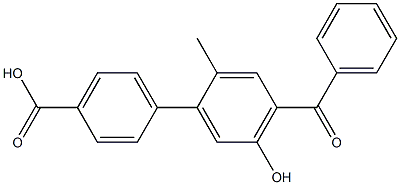 4'-benzoyl-5'-hydroxy-2'-Methyl-[1,1'-biphenyl]-4-carboxylic acid 구조식 이미지