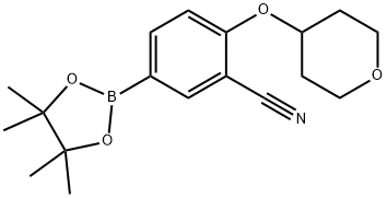 2-(tetrahydro-2H-pyran-4-yloxy)-5-(4,4,5,5-tetraMethyl-1,3,2-dioxaborolan-2-yl)benzonitrile 구조식 이미지