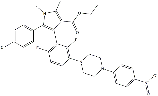 5-(4-Chloro-phenyl)-4-{2,6-difluoro-3-[4-(4-nitro-phenyl)-piperazin-1-yl]-phenyl}-1,2-diMethyl-1H-pyrrole-3-carboxylic acid ethyl ester Structure