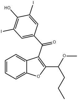 [2-[(1RS)-1-Methoxybutyl]benzofuran-3-yl][4-hydroxy-3,5-diiodophenyl]Methanone 구조식 이미지