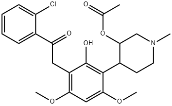 4-(3-(2-(2-chlorophenyl)-2-oxoethyl)-2-hydroxy-4,6-diMethoxyphenyl)-1-Methylpiperidin-3-yl acetate Structure