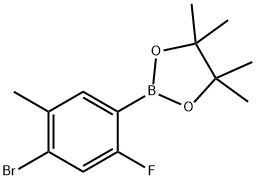 2-(4-Bromo-2-fluoro-5-methylphenyl)-4,4,5,5-tetramethyl-1,3,2-dioxaborolane 구조식 이미지