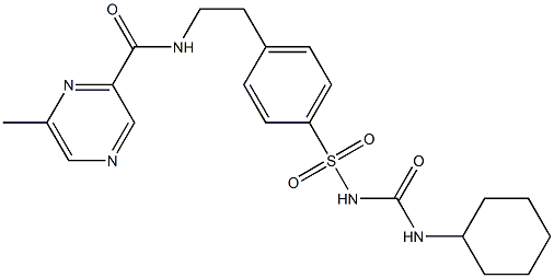 1-Cyclohexyl-3-[[4-[2-[[(6-Methyl-pyrazin-2-yl)carbonyl] aMino]ethyl]phenyl]-sulphonyl]urea 구조식 이미지