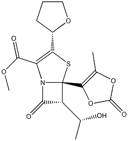 (5S,6R)-(5-Methyl-2-oxo-1,3-dioxol-4-yl)Methyl 6-((S)-1-hydroxyethyl)-7-oxo-3-((R)-tetrahydrofuran-2-yl)-4-thia-1-azabicyclo[3.2.0]hept-2-ene-2-carboxylate Structure