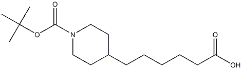 4-(5-Carboxy-pentyl)-piperidine-1-carboxylic acid tert-butyl ester 구조식 이미지