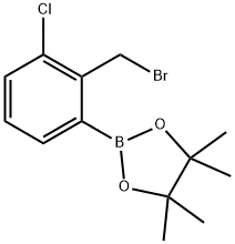 2-[2-(Bromomethyl)-3-chlorophenyl]-4,4,5,5-tetramethyl-1,3,2-dioxaborolane 구조식 이미지