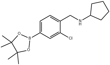N-{[2-Chloro-4-(tetramethyl-1,3,2-dioxaborolan-2-yl)phenyl]methyl}cyclopentanamine Structure