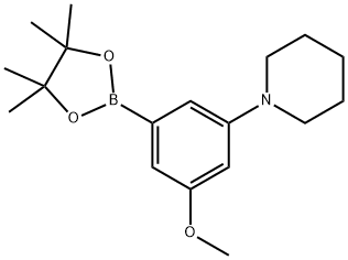 1-[3-Methoxy-5-(tetramethyl-1,3,2-dioxaborolan-2-yl)phenyl]piperidine 구조식 이미지