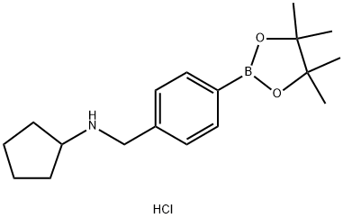 N-{[4-(Tetramethyl-1,3,2-dioxaborolan-2-yl)phenyl]methyl}cyclopentanamine hydrochloride 구조식 이미지