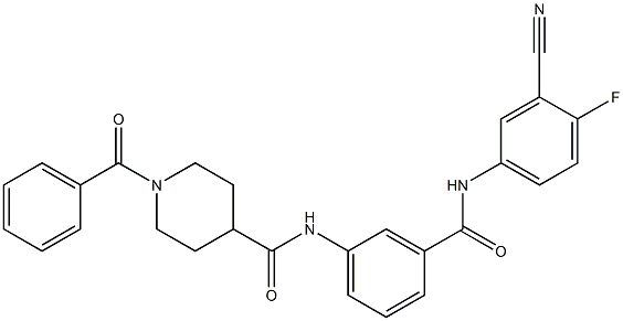1-benzoyl-N-(3-((3-cyano-4-fluorophenyl)carbaMoyl)phenyl)piperidine-4-carboxaMide 구조식 이미지