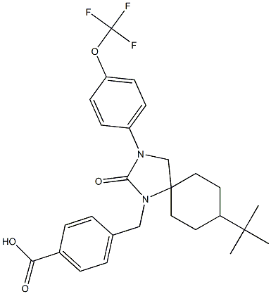 4-((8-(tert-butyl)-2-oxo-3-(4-(trifluoroMethoxy)phenyl)-1,3-diazaspiro[4.5]decan-1-yl)Methyl)benzoic acid Structure