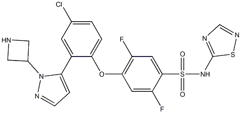 4-(2-(1-(azetidin-3-yl)-1H-pyrazol-5-yl)-4-chlorophenoxy)-2,5-difluoro-N-(1,2,4-thiadiazol-5-yl)benzenesulfonaMide Structure