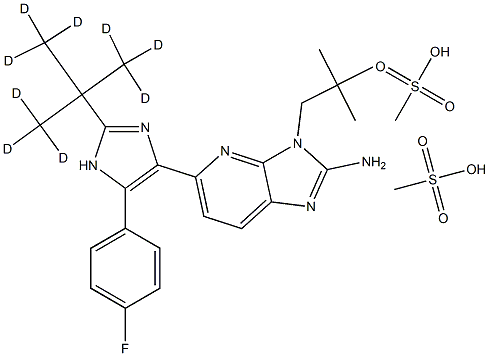 5-[2-(1,1-DiMethylethyl-d9)-5-(4-fluorophenyl)-1H-iMidazol-4-yl]-3-(2,2-diMethylpropyl)-3H-iMidazo[4,5-b]pyridin-2-aMine DiMethanesulfonate Structure