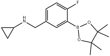 N-(4-Fluoro-3-(4,4,5,5-tetramethyl-1,3,2-dioxaborolan-2-yl)benzyl)cyclopropanamine 구조식 이미지