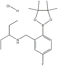 {[5-Fluoro-2-(tetramethyl-1,3,2-dioxaborolan-2-yl)phenyl]methyl}(pentan-3-yl)amine hydrochloride 구조식 이미지